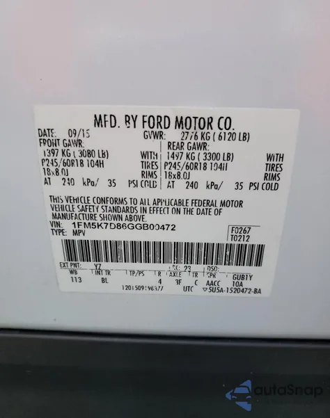 2016 Ford Explorer Xlt from USA, damaged, VIN 1FM5K7D86GGB09472